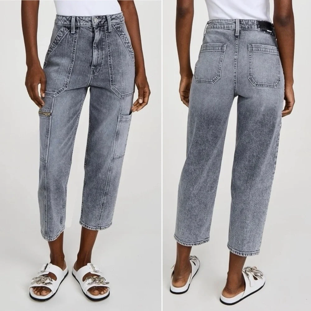 MOTHER SUPERIOR Jeans Private Patch Pocket Ankle Shadow Dancing Gray Size 28